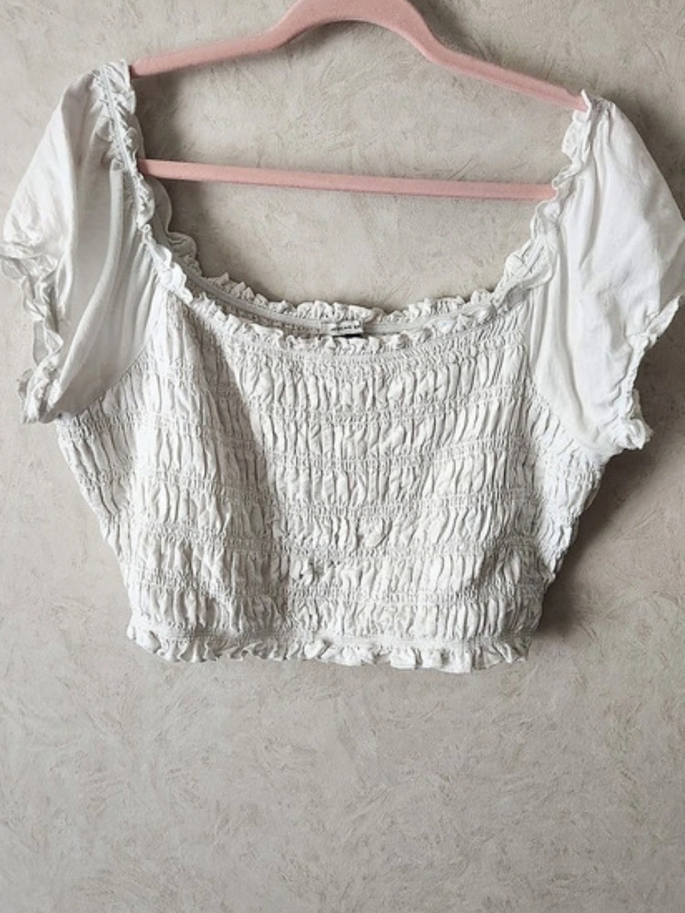 American Eagle Smocked Crop Top in White Size XL